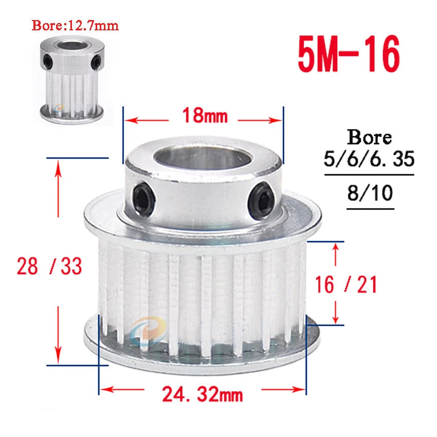 HTD-5M 10T-72T Timing Belt Pulley With Step Bore 5-25mm, For 20mm Width Belt