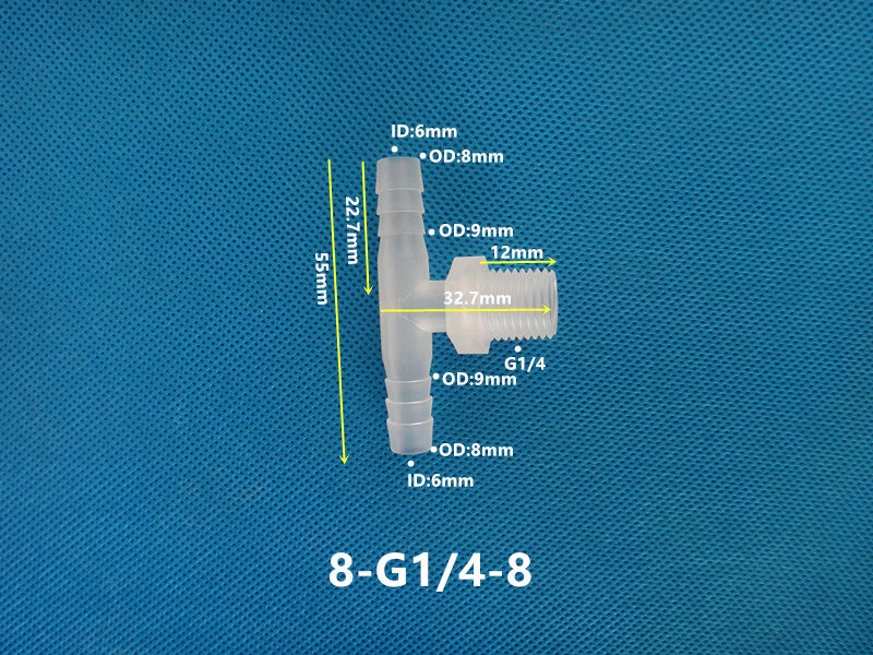 T-Type Plastic Pipe Fitting – Male Thread Barbed Tee Hose Connector (G & M Thread)
