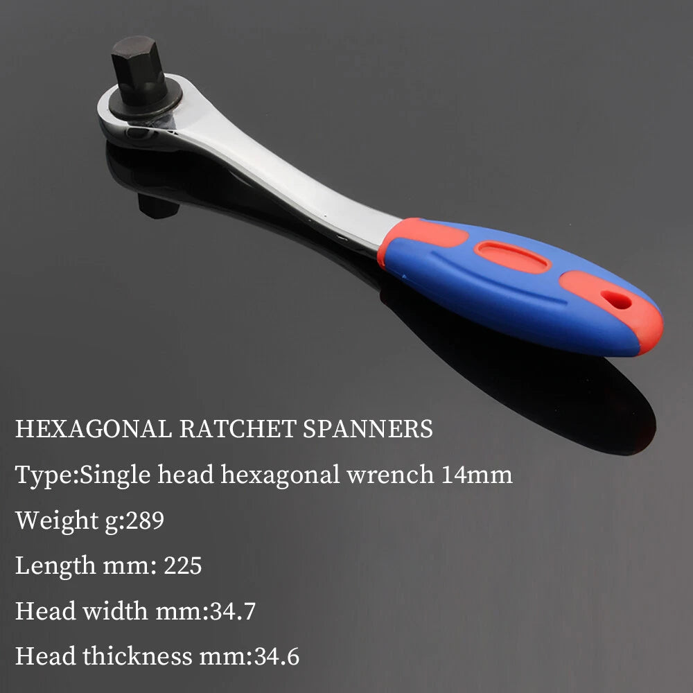 Steel Hex Ratchet Wrench Single Head Headed Hexagonal Ratchets Drive Ratchets