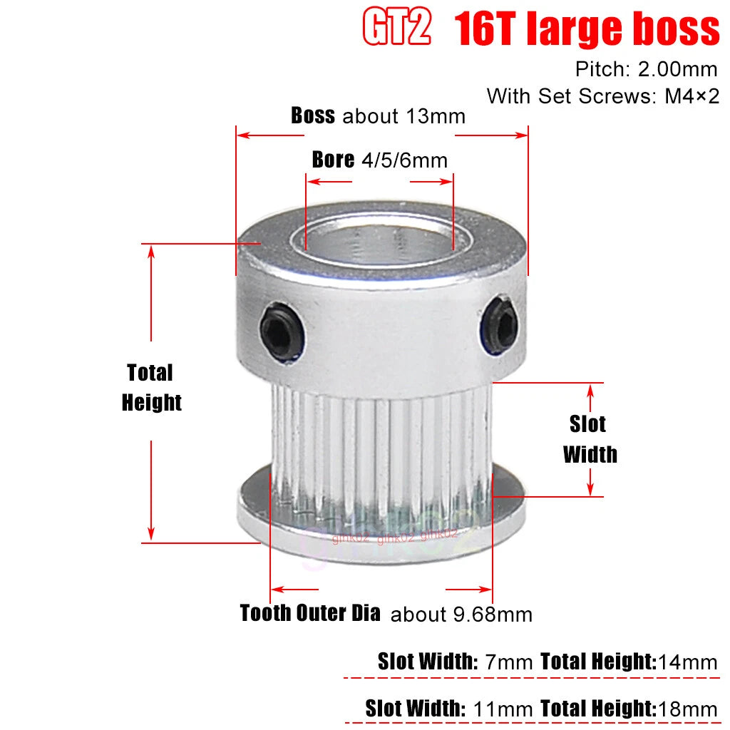 GT2 6mm Timing Belt Pulleys 16-120 Teeth 4-25mm Bore Synchronous Wheel Printer