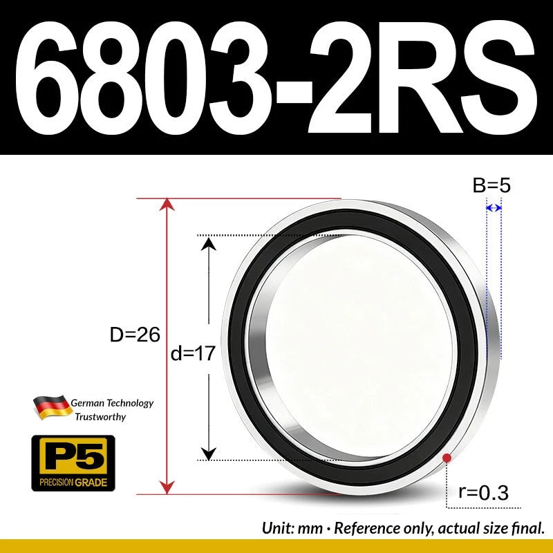 Thin Wall Bearings Deep Groove Ball Bearing ZZ or RZ, ID 10-95mm, OD 19-120mm