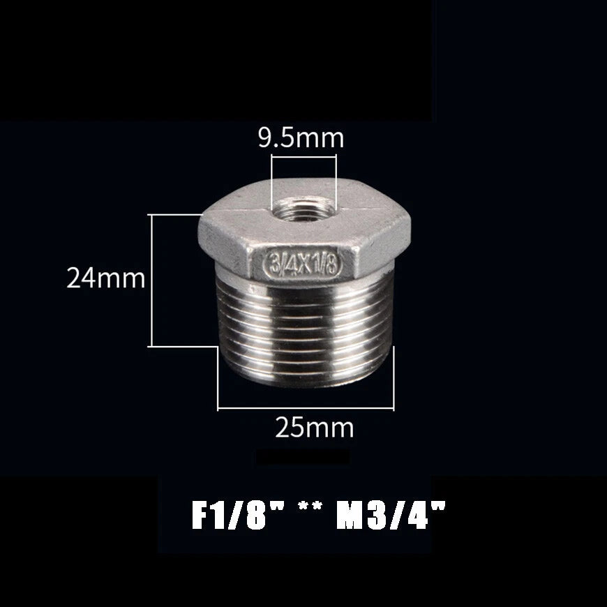 BSP Male to Female Reducing Bush Stainless Steel Pipe Fitting Adapter