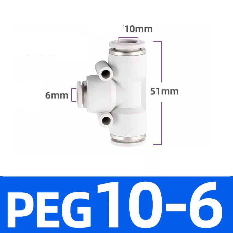 White Pneumatic Push Fit Connector Tube Pipe Joiner Air Water Lines Hose 4-16mm