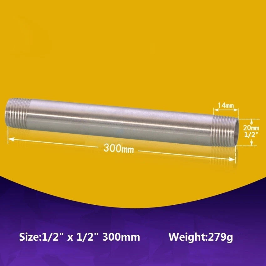 Stainless Steel BSP Male Threaded Double Nipple Pipe Extension Fitting | 1/2" 3/4" 1"