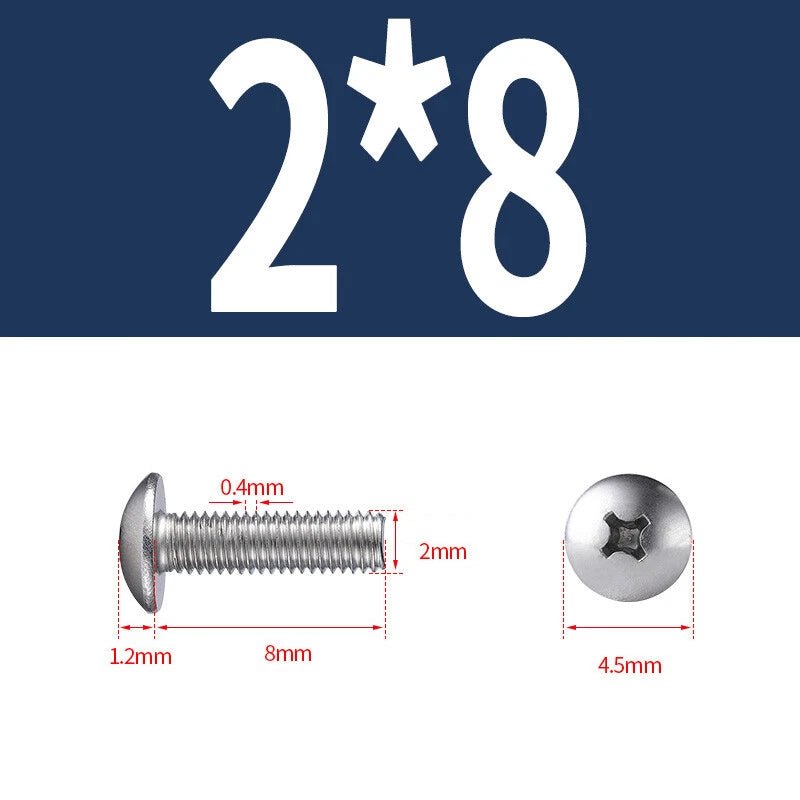 Phillips Button Head Machine Screws — Steel M2 M2.5 M3 M4 M5 M6 - HomeDIYer