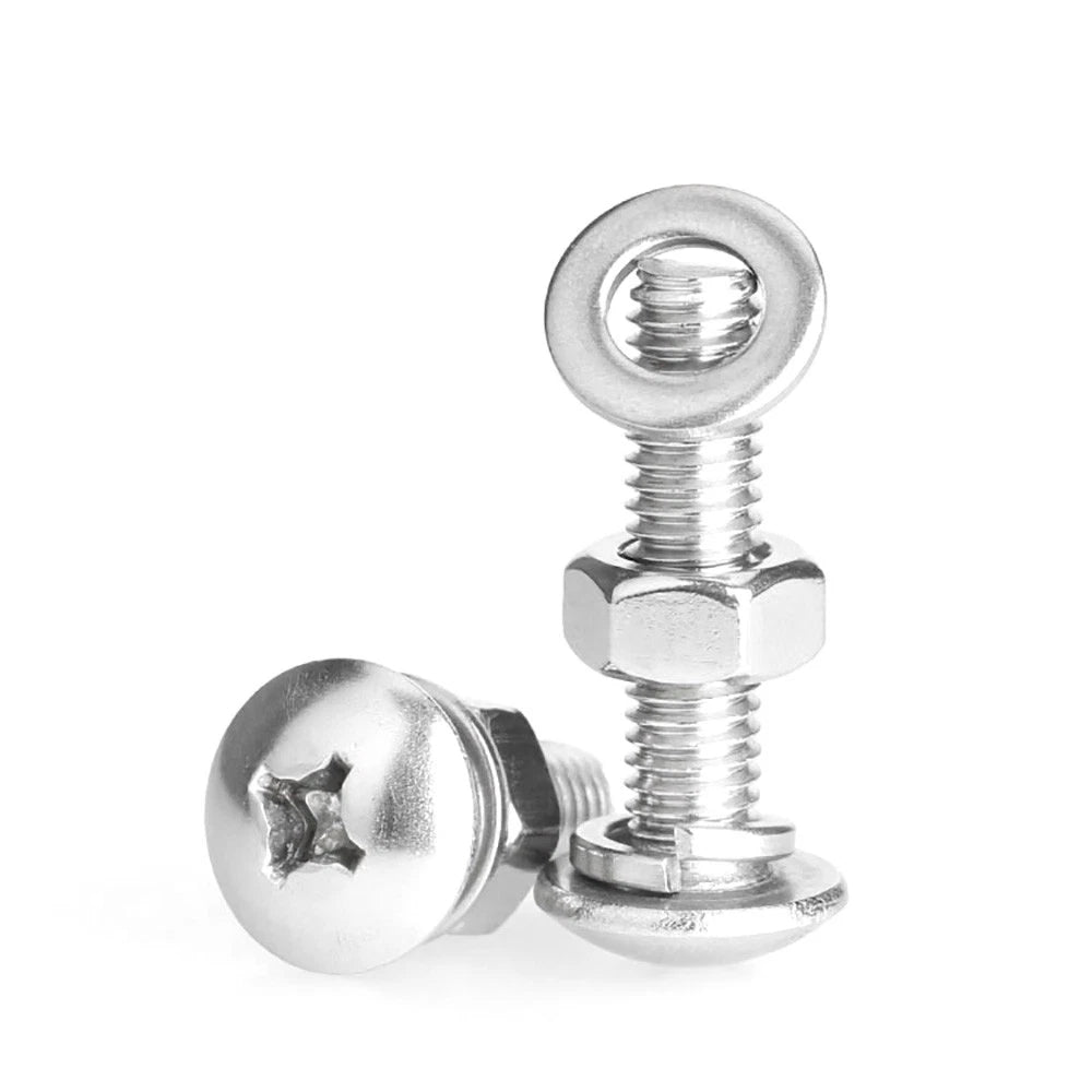 M2–M4 Phillips Truss Head Machine Screws with Hex Nuts & Washers – A2 Stainless Steel - HomeDIYer