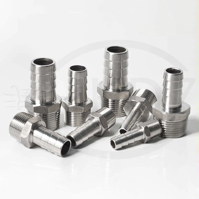 BSP Male Thread Stainless Steel Barb Hose Tail Connector — 1/8" to 4"