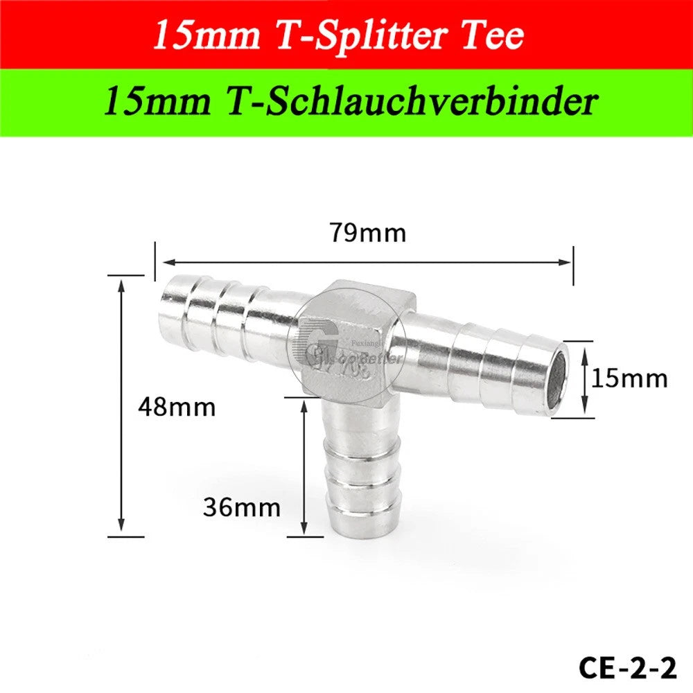 A2 Stainless Steel 8-41mm Barbed Hose Connector,Hosetail Pipe Air Water Oil Fuel