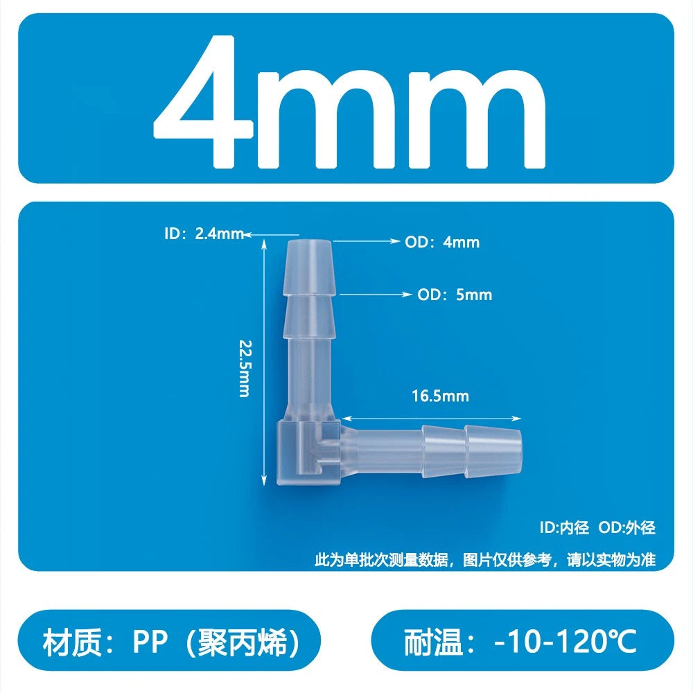 90° Elbow Plastic Barbed Joiner Reducer Connector Pipe Tube Hose Water 1.6-25mm