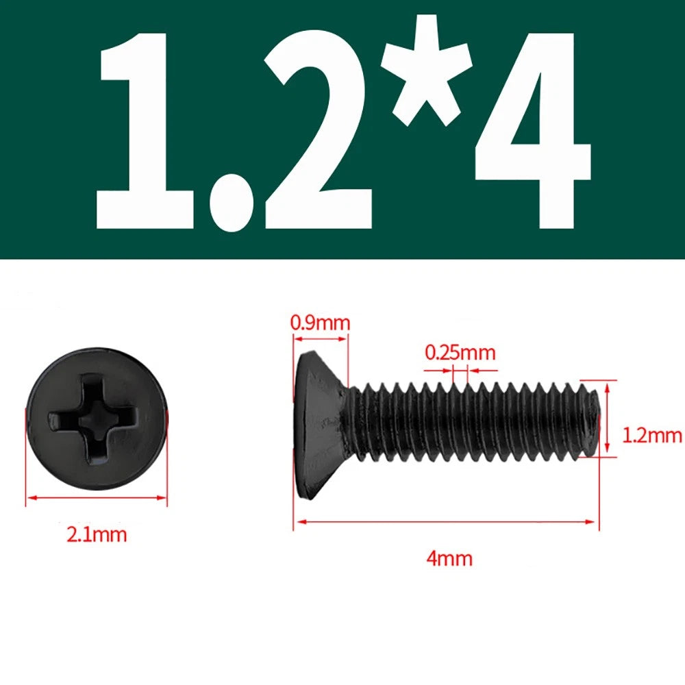 Black Phillips Flat Head Countersunk Machine Screws — Carbon Steel M1–M6