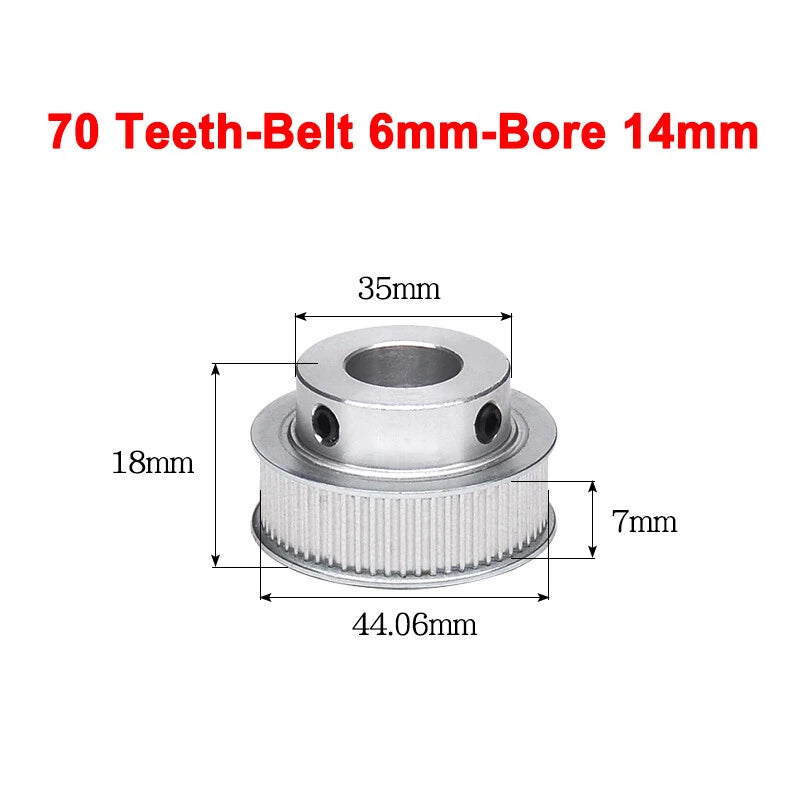 2GT Drive Pulley With Step 16 Tooth - 100 Tooth Bore 4mm - 25mm for 6mm Belt