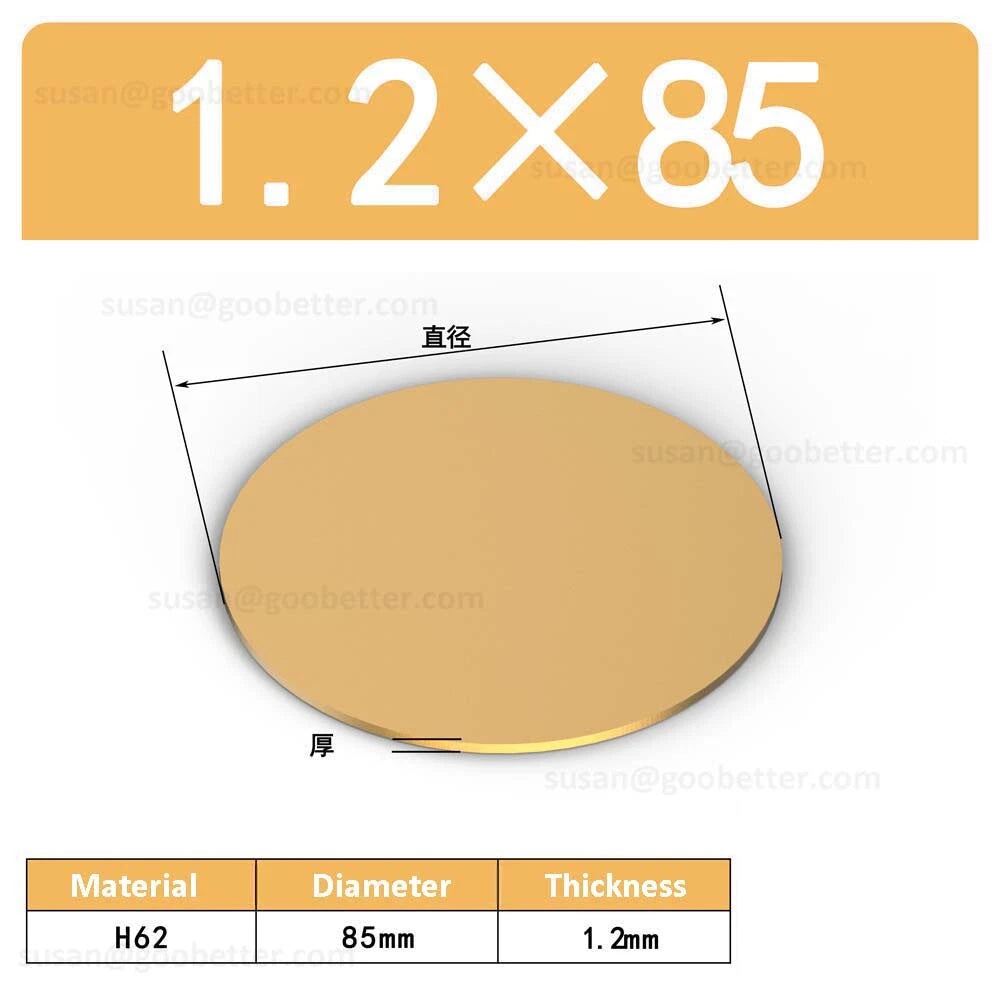 H62 Solids Brass Discs Blanks Metal Round Sheets OD 10mm-300mm Thick 0.3mm-4mm