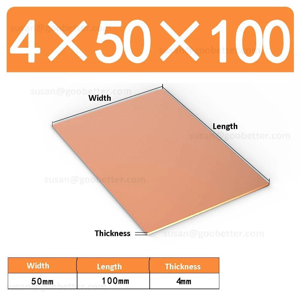 Natural Copper Sheet Metal guillotine cut - 0.3mm to 6.0mm - Multiple Sizes