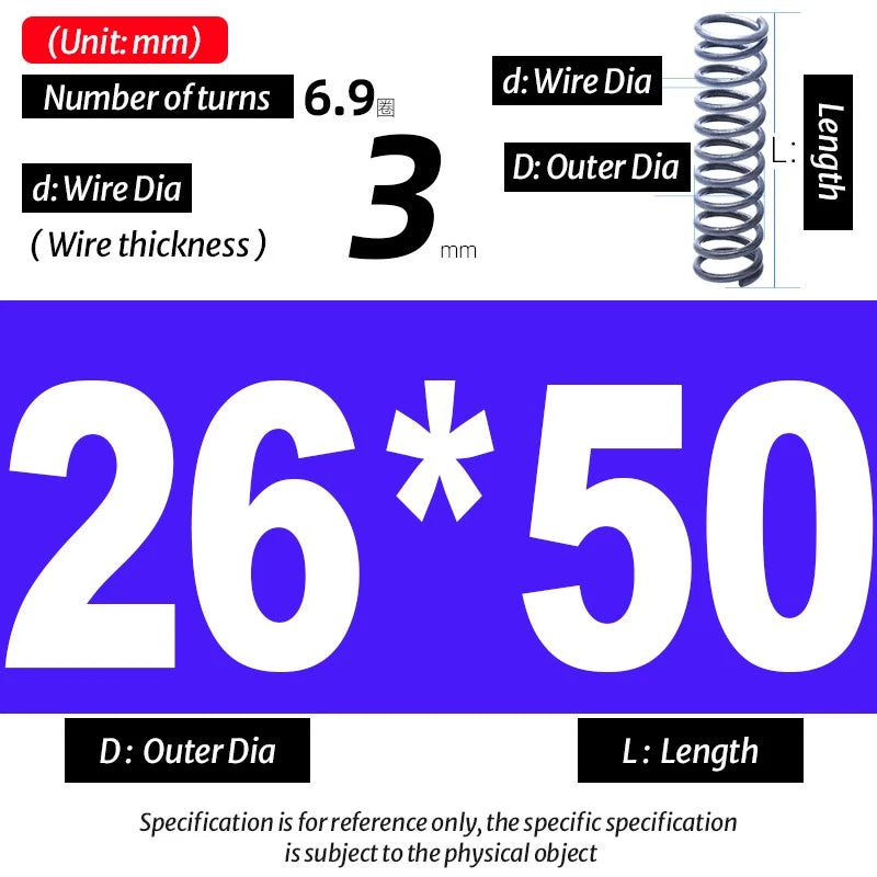 Compression Spring Pressure Big, Wire Dia 3.0mm Diameter 16-40mm Length 20-200mm