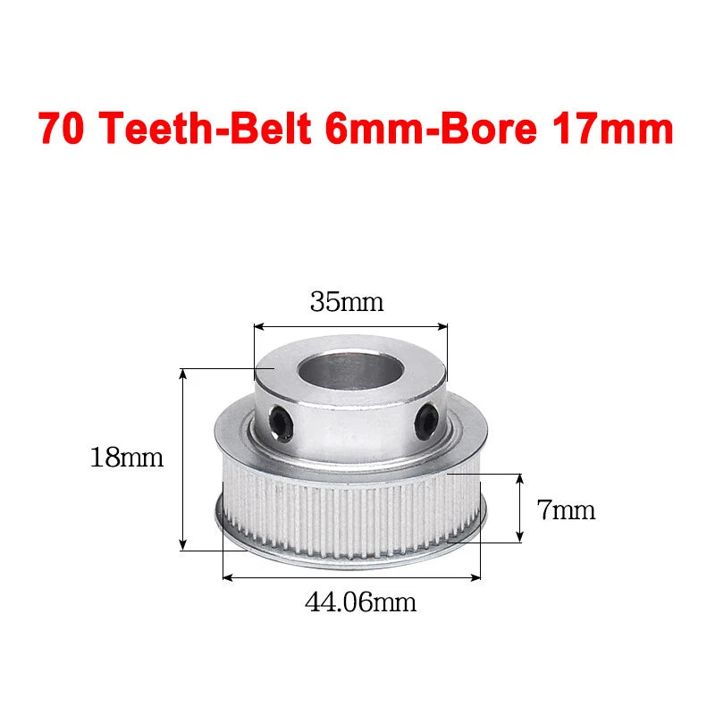 2GT Drive Pulley With Step 16 Tooth - 100 Tooth Bore 4mm - 25mm for 6mm Belt