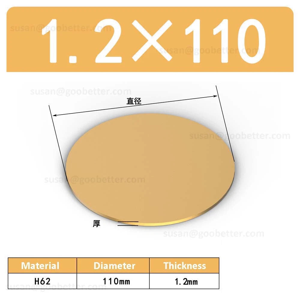 H62 Solids Brass Discs Blanks Metal Round Sheets OD 10mm-300mm Thick 0.3mm-4mm