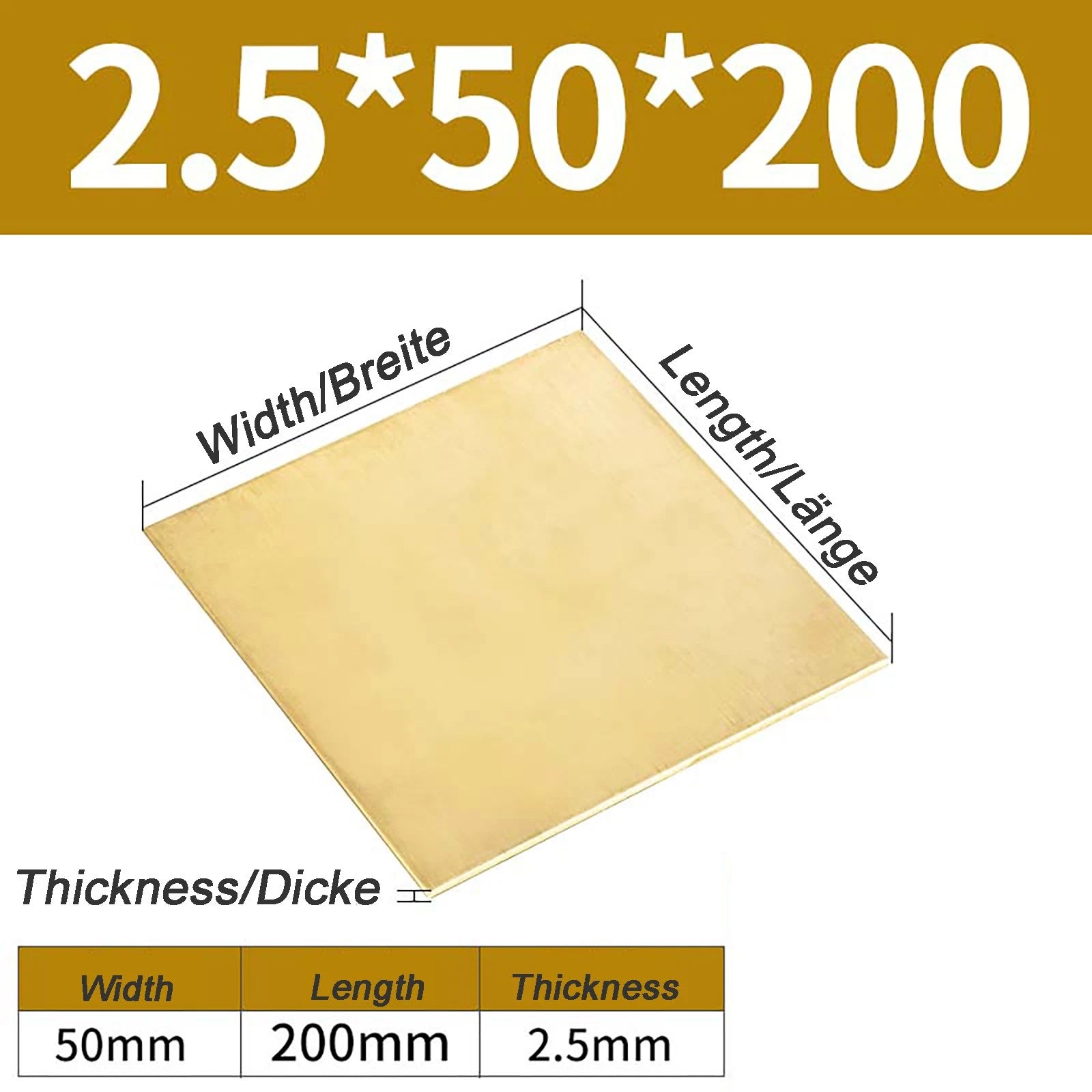 Natural Brass Sheet Metal guillotine cut - 0.3mm - 3.0mm - Multiple Sizes