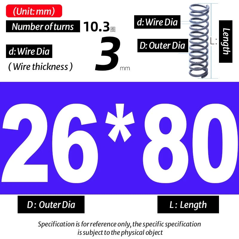 Compression Spring Pressure Big, Wire Dia 3.0mm Diameter 16-40mm Length 20-200mm