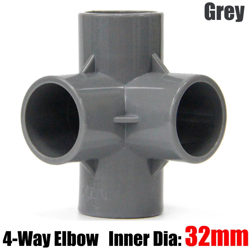 PVC 3 4 5 6-Way Elbow Connector Direct Pipe Fittings 20-110mm White Blue Grey