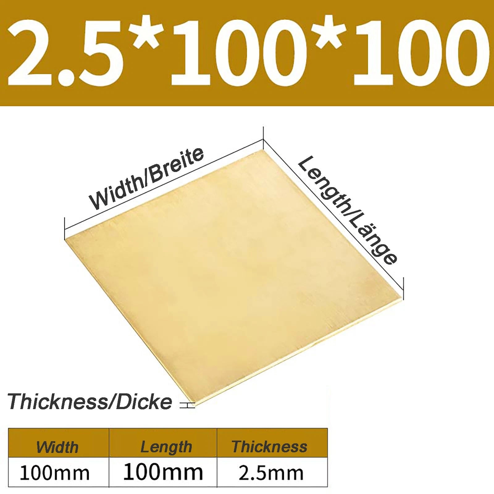 Natural Brass Sheet Metal guillotine cut - 0.3mm - 3.0mm - Multiple Sizes