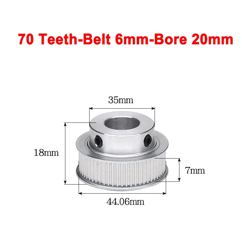 2GT Drive Pulley With Step 16 Tooth - 100 Tooth Bore 4mm - 25mm for 6mm Belt