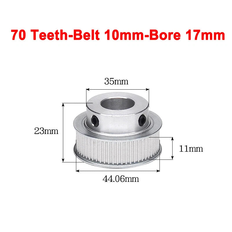 2GT Drive Pulley With Step 16 Tooth - 100 Tooth Bore 4mm - 25mm for 10mm Belt