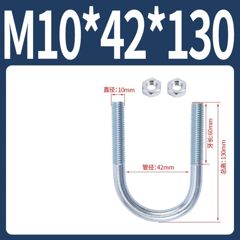 M6 M8 M10 M12 U Bolt With 2 Hex Nuts Zinc-Plated U-Bolts Clamp Pipe Tube Metric
