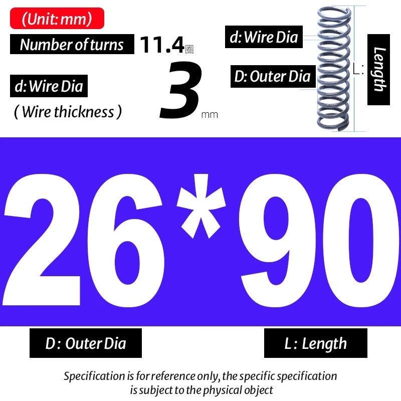 Compression Spring Pressure Big, Wire Dia 3.0mm Diameter 16-40mm Length 20-200mm