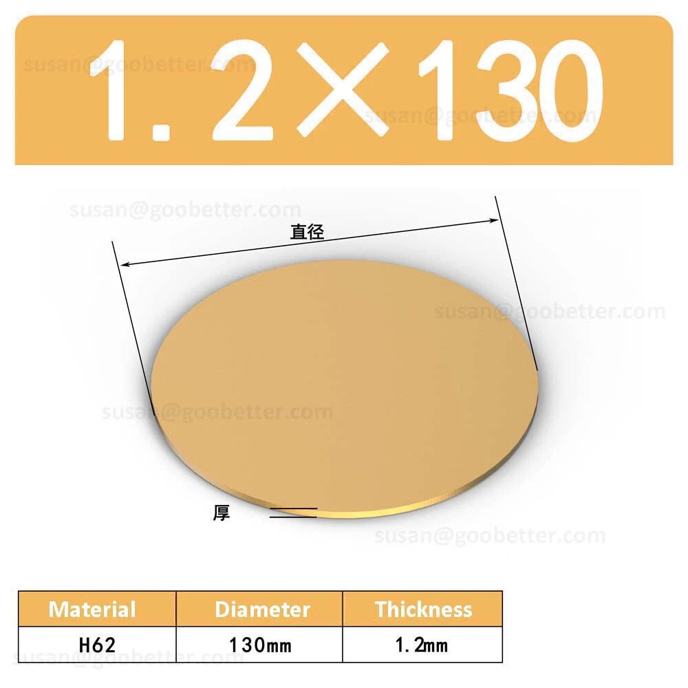 H62 Solids Brass Discs Blanks Metal Round Sheets OD 10mm-300mm Thick 0.3mm-4mm