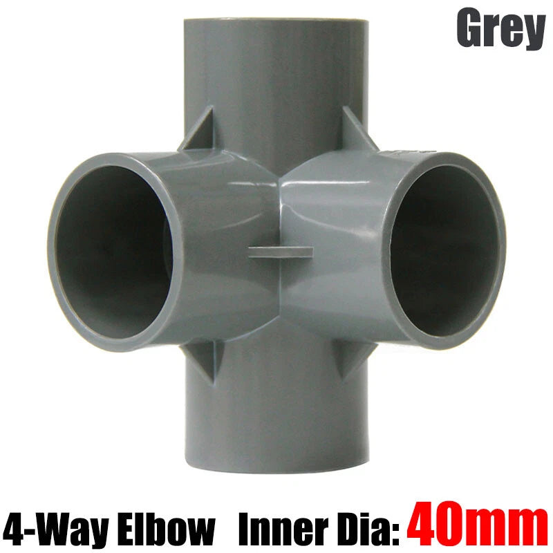 PVC 3 4 5 6-Way Elbow Connector Direct Pipe Fittings 20-110mm White Blue Grey
