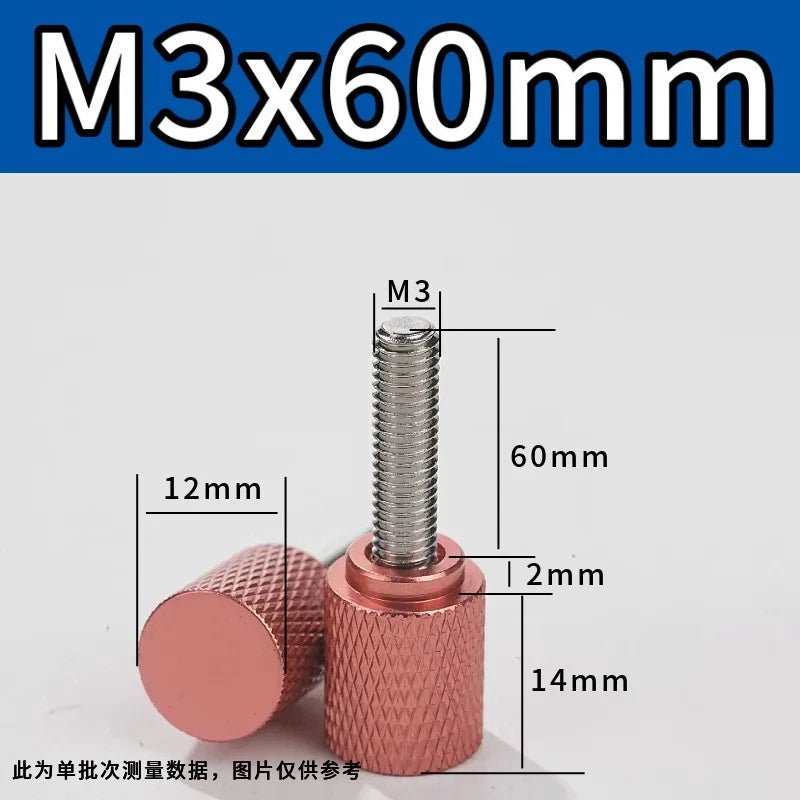 M3 Knurled Thumb Screws – Colored Anodized Aluminum, 6mm to 100mm, 10 Colors - HomeDIYer