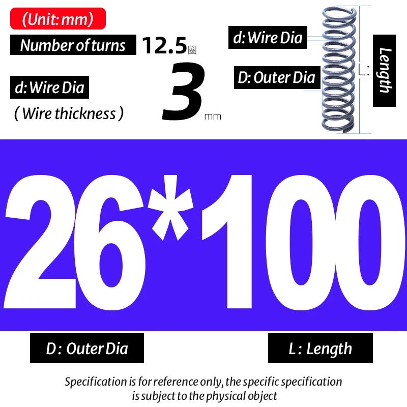 Compression Spring Pressure Big, Wire Dia 3.0mm Diameter 16-40mm Length 20-200mm