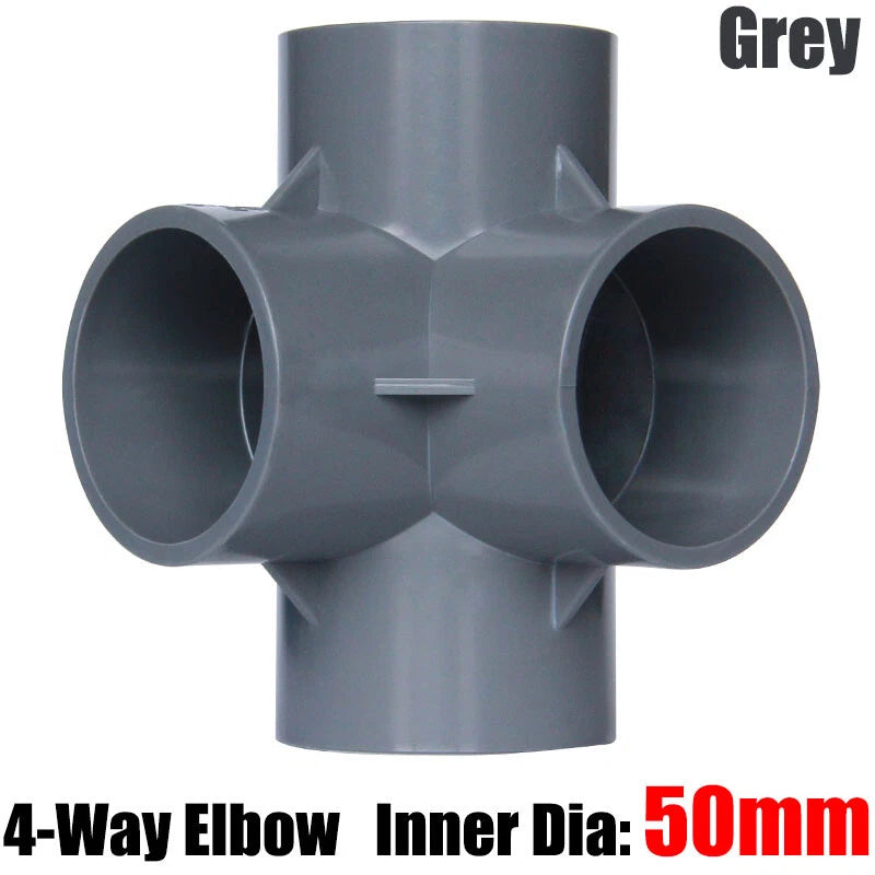 PVC 3 4 5 6-Way Elbow Connector Direct Pipe Fittings 20-110mm White Blue Grey