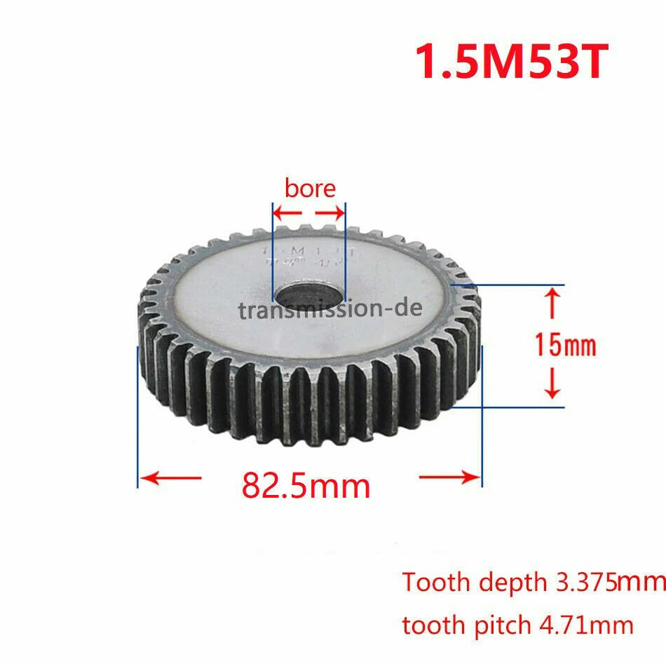 1/1.5 Mod 12T-150T Spur Gear 45# Steel Pinion Gear Thickness 1M-10mm 1.5M-15mm