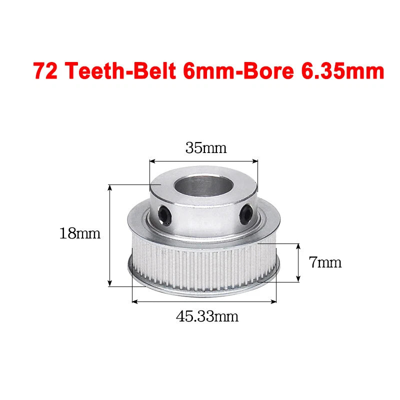 2GT Drive Pulley With Step 16 Tooth - 100 Tooth Bore 4mm - 25mm for 6mm Belt