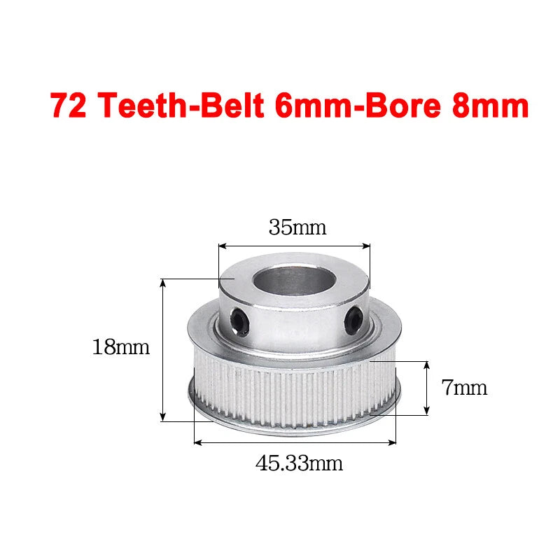 2GT Drive Pulley With Step 16 Tooth - 100 Tooth Bore 4mm - 25mm for 6mm Belt