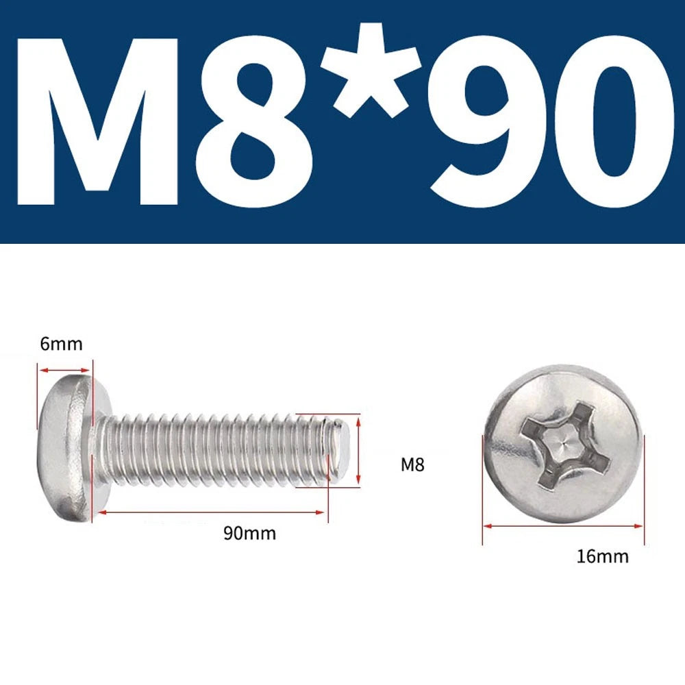 Phillips Pan Head Machine Screws — A4 Marine Grade Stainless Steel, DIN 7985 (M1.6–M10)