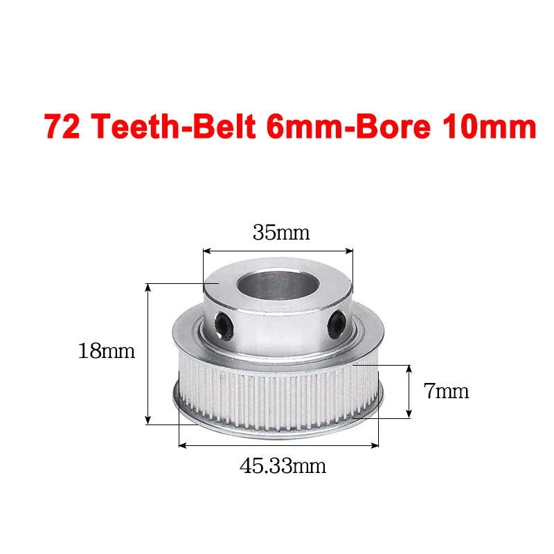 2GT Drive Pulley With Step 16 Tooth - 100 Tooth Bore 4mm - 25mm for 6mm Belt
