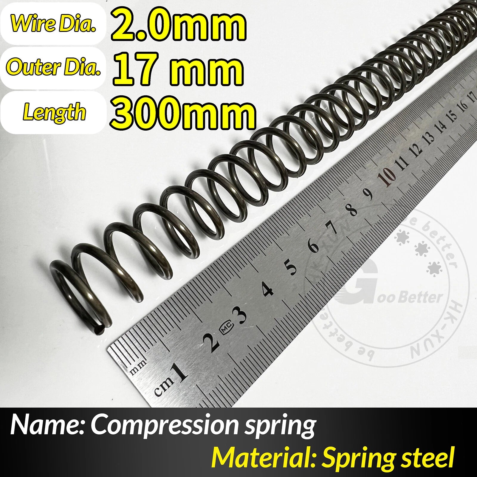 Compression Spring Pressure Springs, Wire Dia 2-3.5mm, OD 10-60mm, Length 300mm