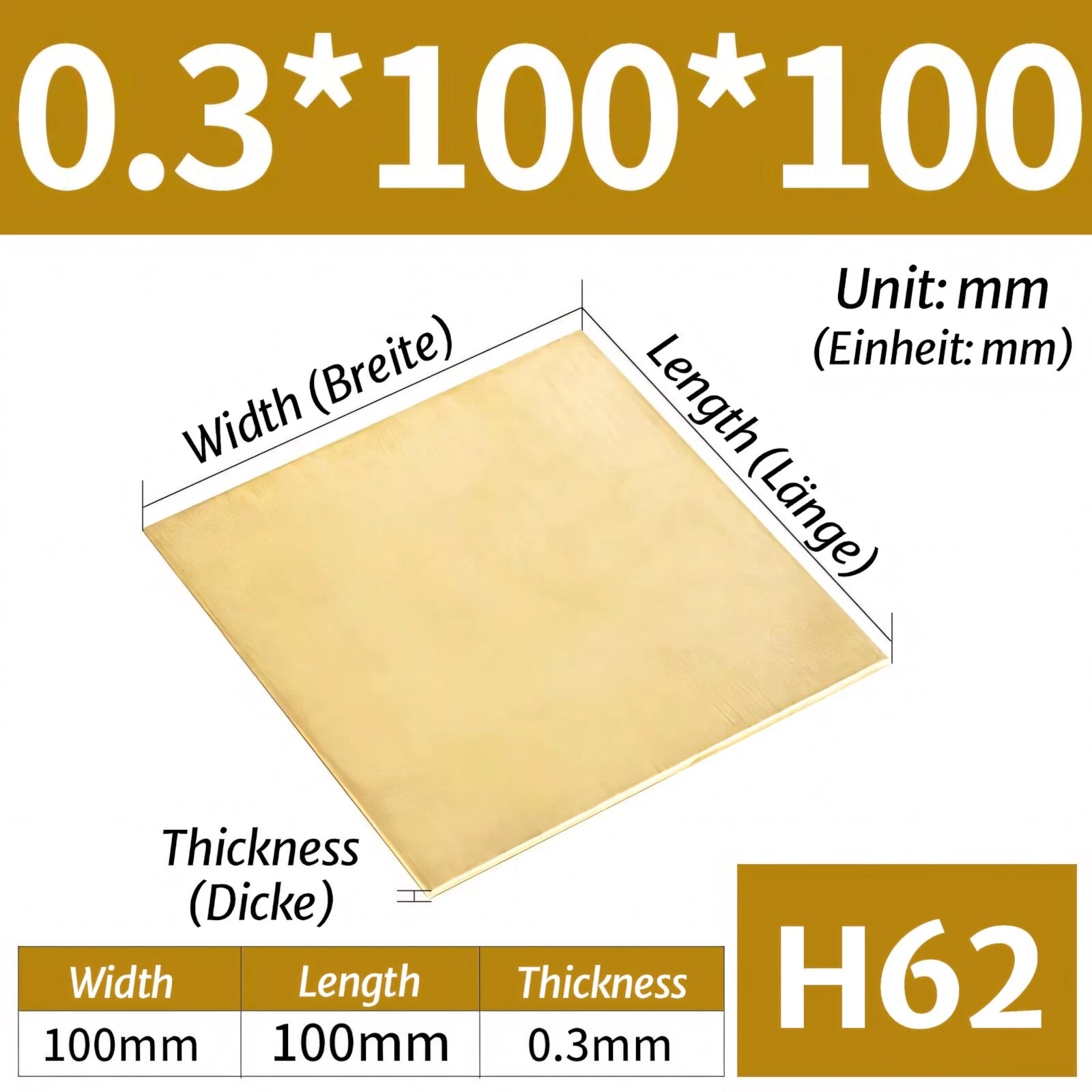 H62 Brass Sheet Plate Guillotine Offcuts, Various Multiple Sizes 0.3mm-8mm Thick