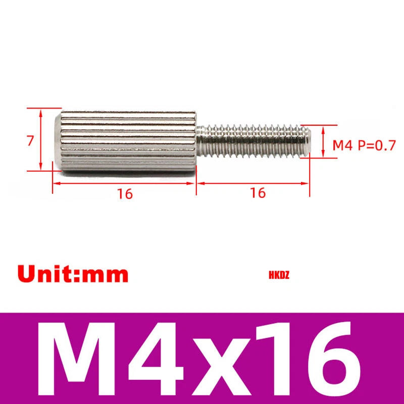 303 Stainless Steel Knurled Thumb Screws With Small Head M3/M4x6~16mm Hand Screw