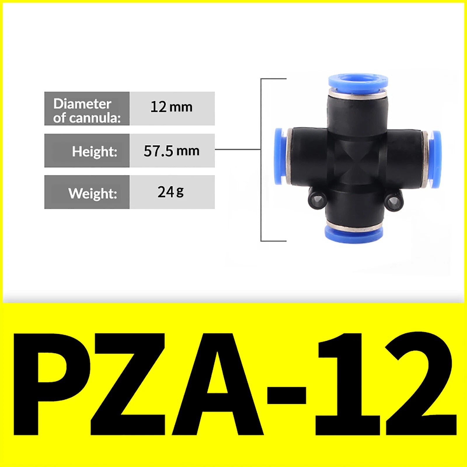 Nylon Pneumatic 4-Way Junction Push-Fit Connector | PZA Air Line Fitting