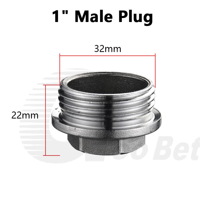 Stainless Steel 304 BSP Pipe Plug & End Cap — Male Plug / Female Cap, 1/2" to 1"