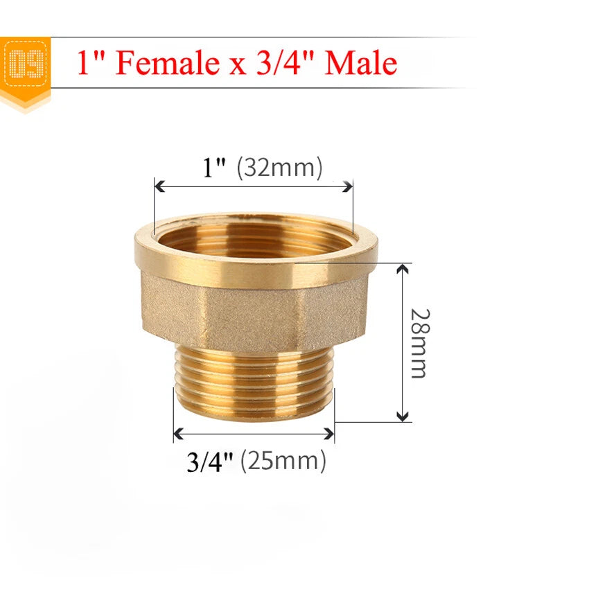 Brass NPT Pipe Fitting Adapter – Male Female Thread Coupler 1/2" 3/4" 1"