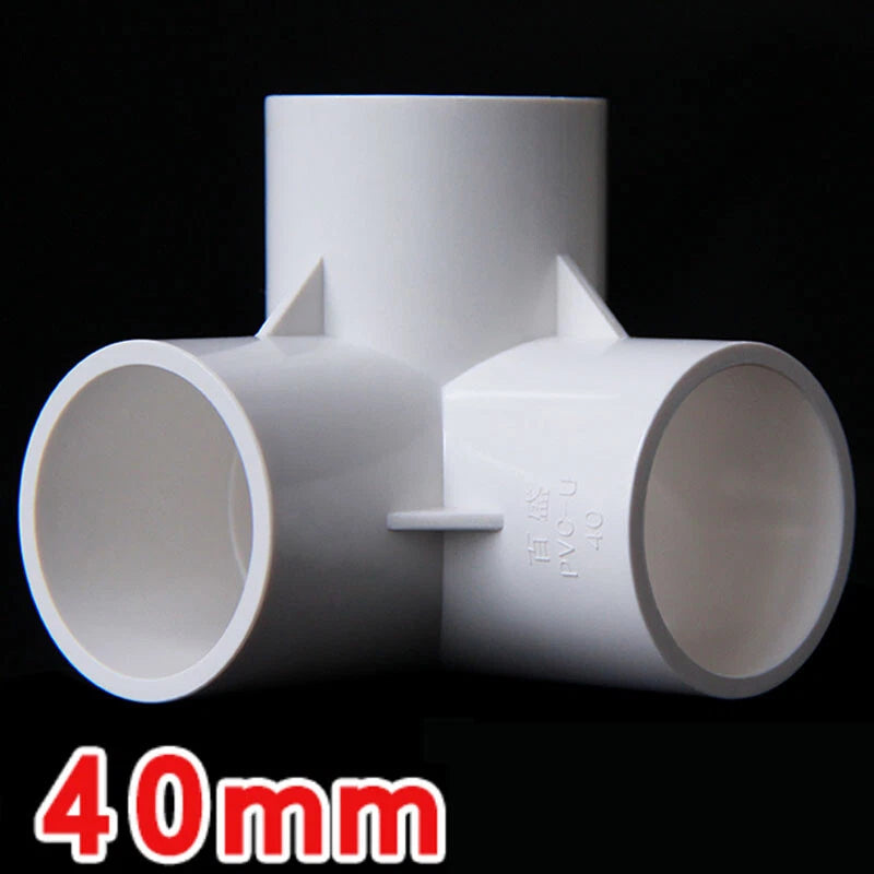 20 25 32 40 50mm PVC 3-Way Equal Connector Socket Pressure Pipe Fittings White