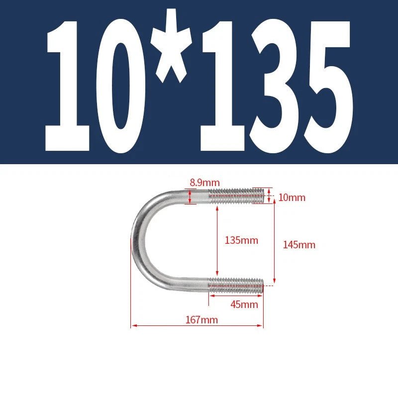 M10 Round Bend U - Bolts — A2 Stainless Steel, 12 Lengths Available - HomeDIYer