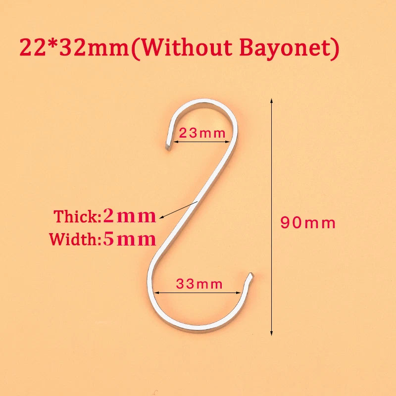 S Flat Hooks 304 Stainless Steel Bedroom/Kitchen/Bathroom/Living Room/Garden