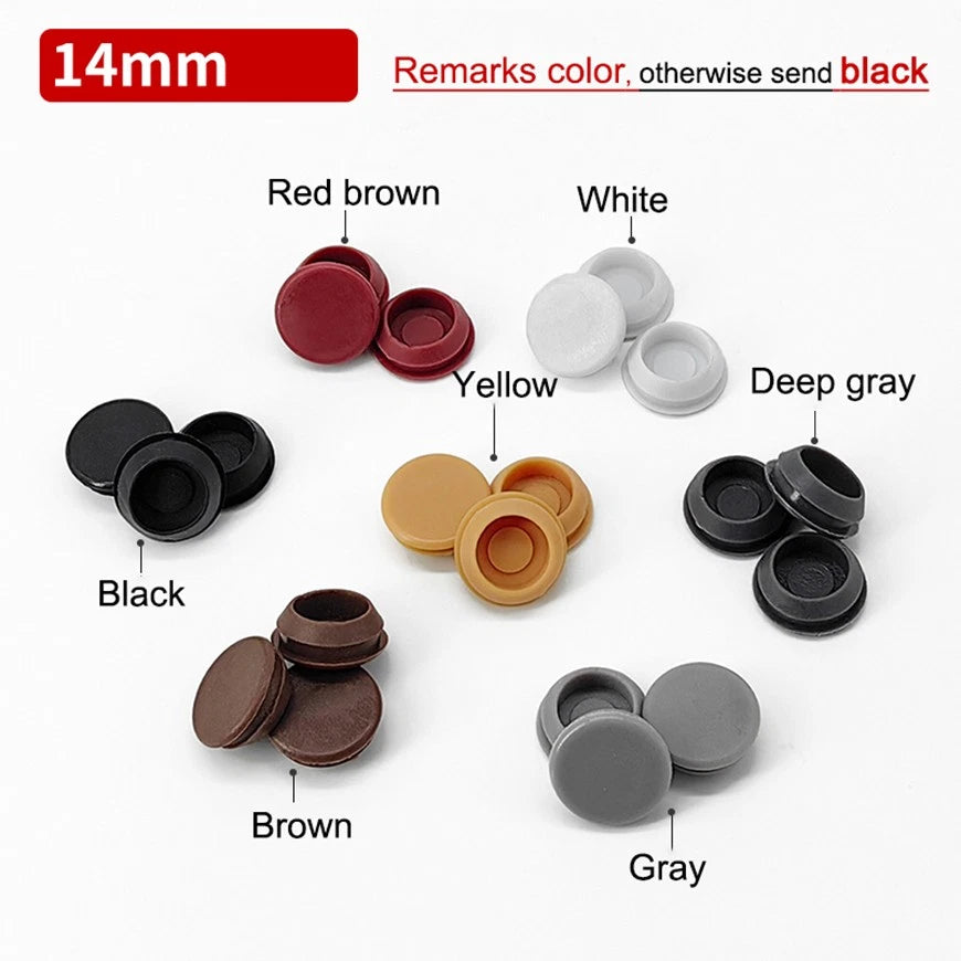 Plastic Screw Hole Cover Caps – Push Fit Furniture Plugs, 8–18mm, Multiple Colors