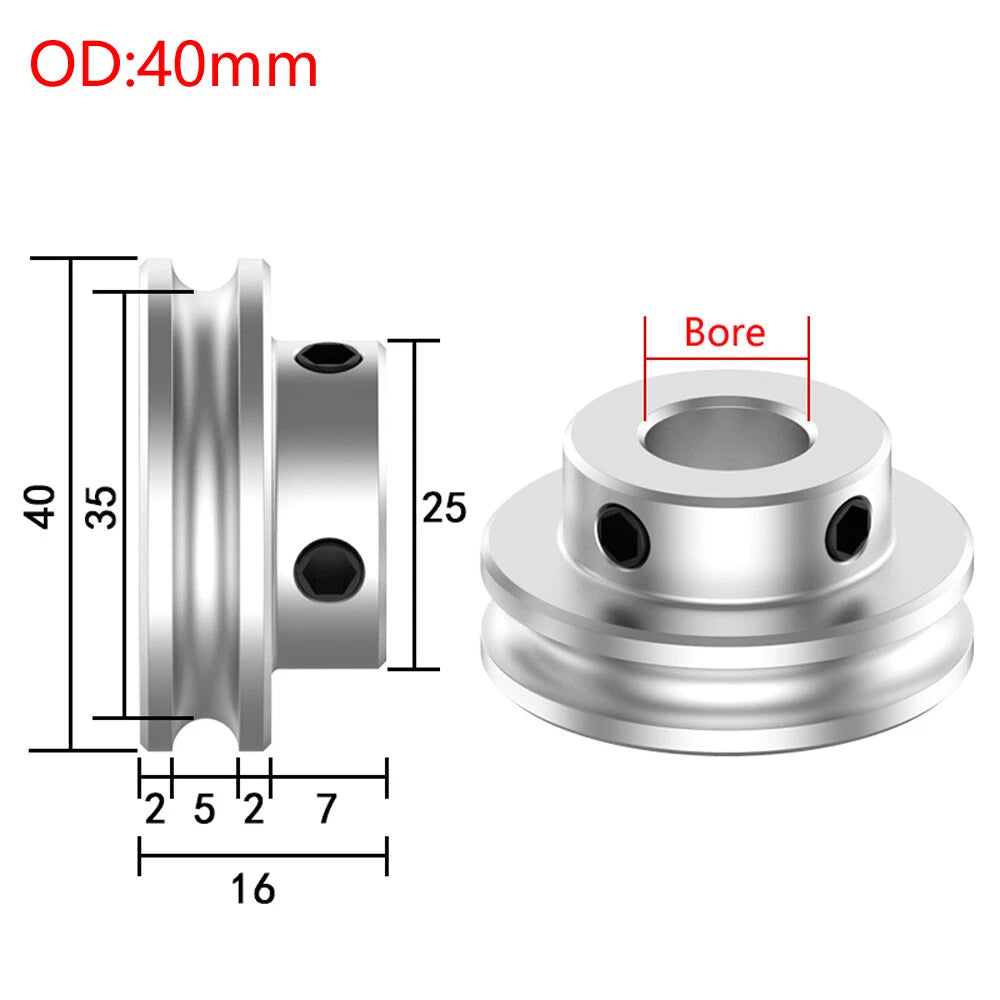 U Grooved Pulley PU Round Belt Pulleys Aluminum For 4/5mm Width Belt OD 20-80mm