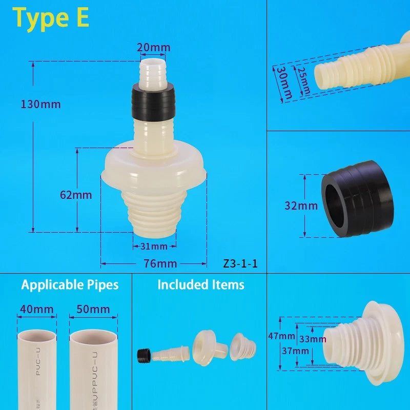 ABS Anti-Overflow Drain Pipe Fittings — Drainpipe Joints for Washing Machine, Kitchen & Basin